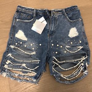NWT Pearl embellished Boy Shorts US Size 6